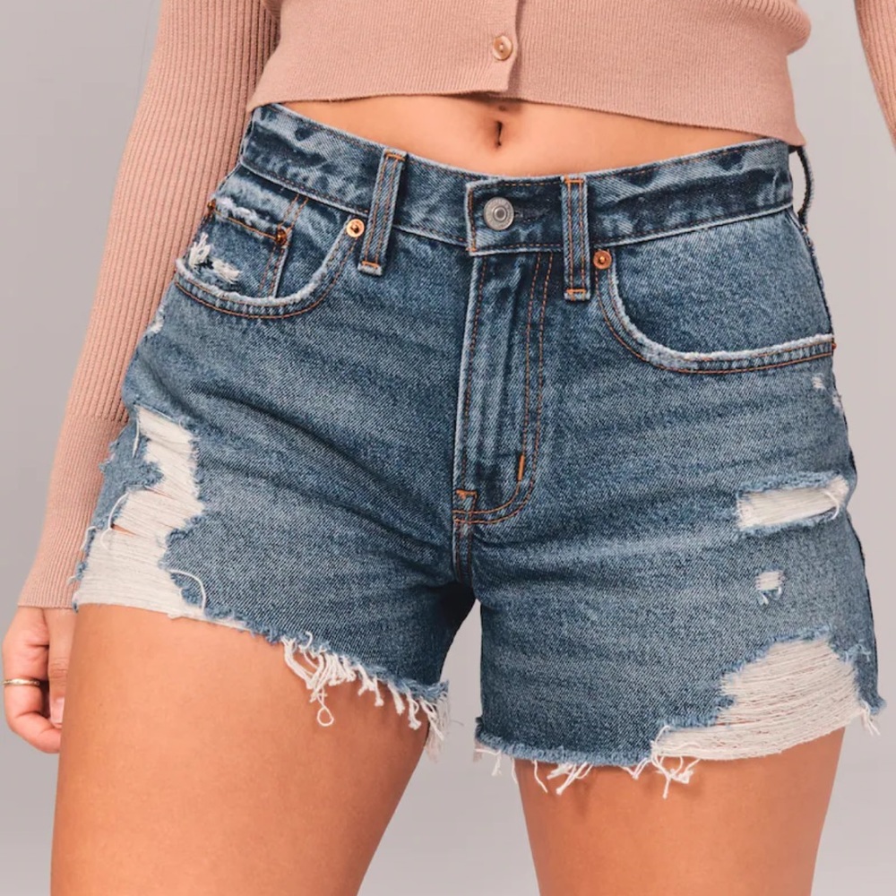 Abercrombie & Fitch Distressed Blue Denim Jean Shorts